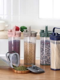 厂家直销厨房杂粮密封罐 长方形韩式保鲜盒 透明五谷塑料密封罐子